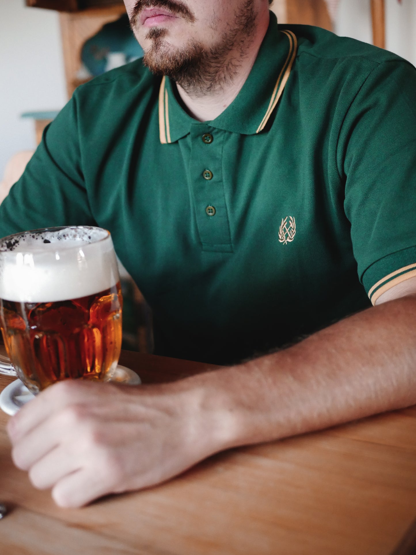 Poloshirt - Bottle Green/Gold