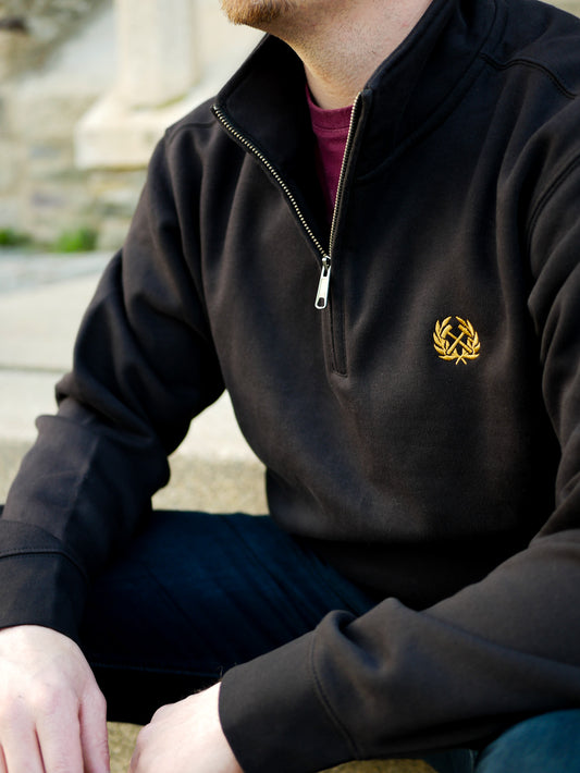 Half Zip Sweatshirt – Schwarz & Gold